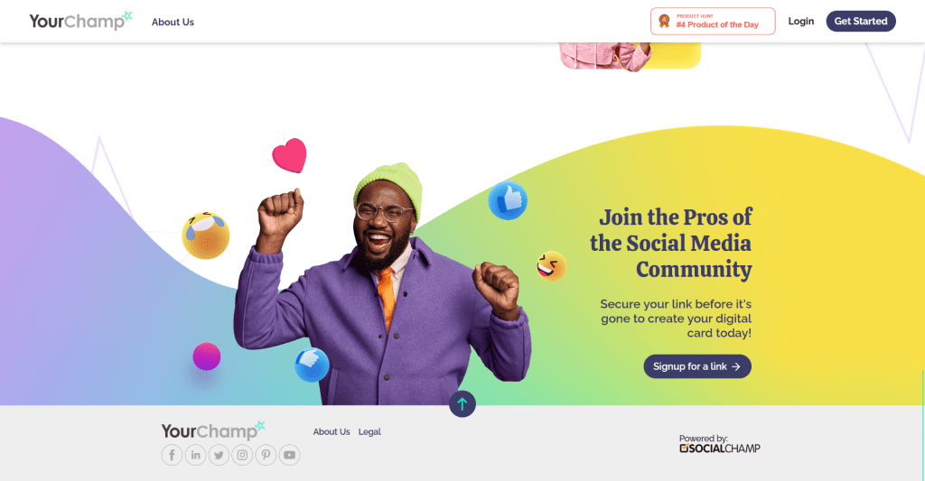 SaaS product YourChamp login page design