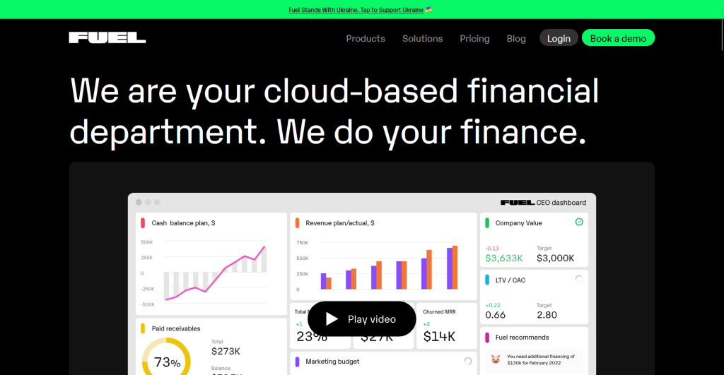 SaaS tool FuelFinance login page design