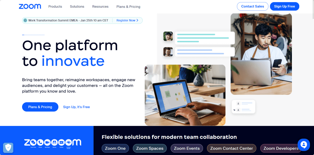 Startup tool Zoom page