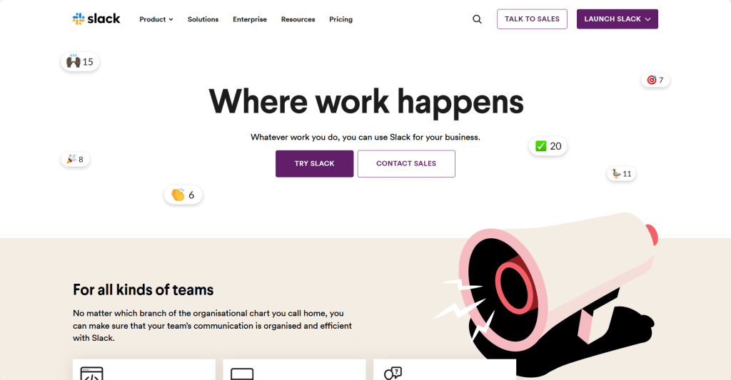 Startup tool Slack page design