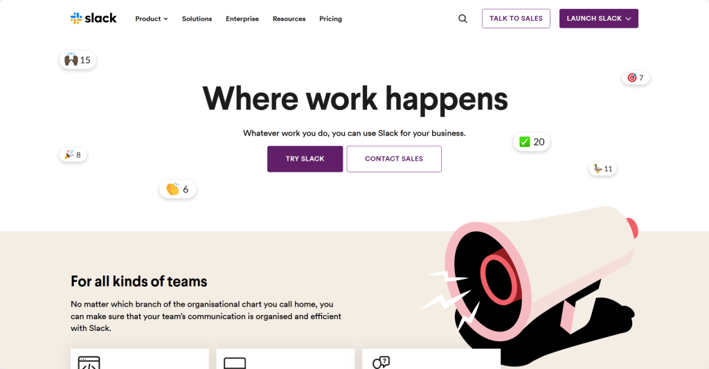 Slack homepage