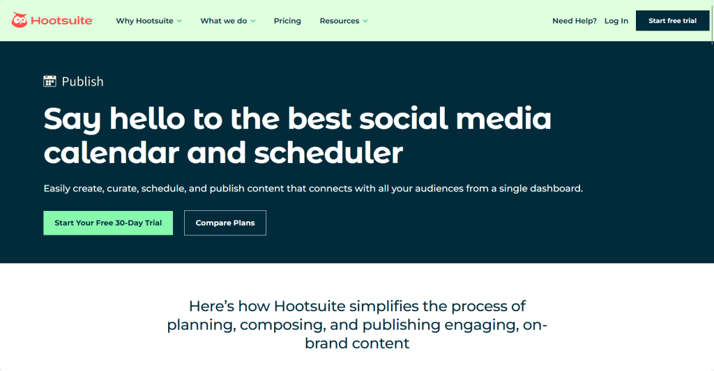 startup tool Hootsuite website homepage