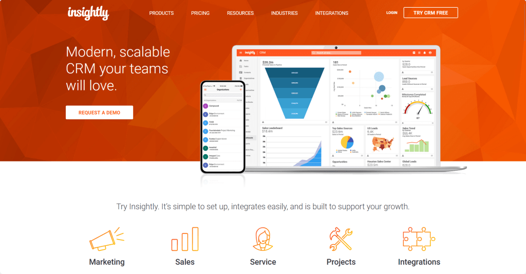 CRM Insightly homepage